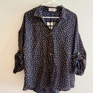 Blu Pepper Navy and Gold Button Down Shirt